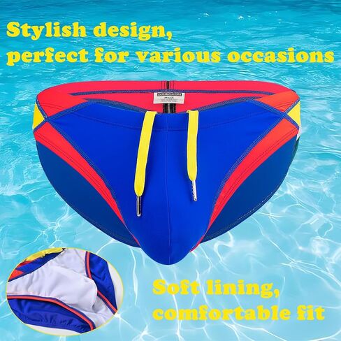 Mens Sexy Swim Briefs Bikini Swimwear Bulge Pouch Bathing Suits Low Rise Swimsuit with Drawstring in Saudi Arabia