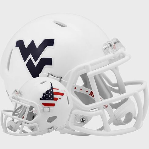 West Virginia Mountaineers Stars and Stripes Revolution Speed Mini Football Helmet in Saudi Arabia