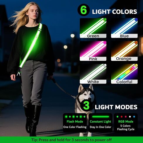 حزام LED عاكس للضوء للمشي ليلاً، معدات جري عاكسة للضوء عالية الوضوح للمشي الليلي، معدات أمان للمشي الليلي، حزام جري عاكس للضوء للعدائين، الرجال والنساء in Kuwait