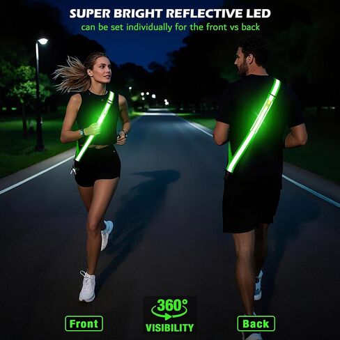 حزام LED عاكس للضوء للمشي ليلاً، معدات جري عاكسة للضوء عالية الوضوح للمشي الليلي، معدات أمان للمشي الليلي، حزام جري عاكس للضوء للعدائين، الرجال والنساء in Kuwait