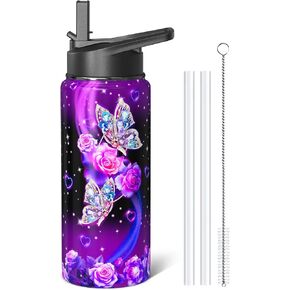 18oz Daisy Water Bottles with Flip Straw & Spout Lid, Double Wall Stainless Steel Travel Sport Bottle, Blue Gym Gifts for Women Men (1PC) in Saudi Arabia