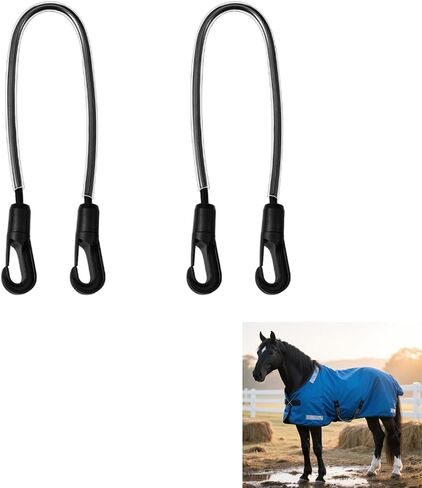 2 Pcs Horse Blanket Straps - Adjustable Elastic Tail & Leg Straps with Double-Ended Clips, 16" Stretchy Replacement Straps for Horse Blankets & Stall Buckets in Saudi Arabia