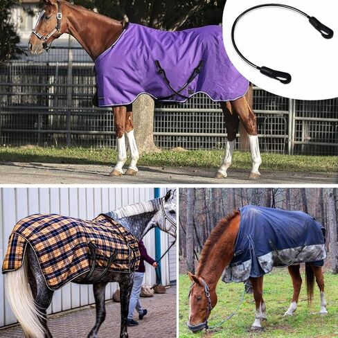 2 Pcs Horse Blanket Straps - Adjustable Elastic Tail & Leg Straps with Double-Ended Clips, 16" Stretchy Replacement Straps for Horse Blankets & Stall Buckets in Saudi Arabia