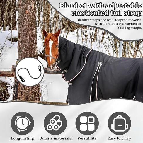 2 Pcs Horse Blanket Straps - Adjustable Elastic Tail & Leg Straps with Double-Ended Clips, 16" Stretchy Replacement Straps for Horse Blankets & Stall Buckets in Saudi Arabia