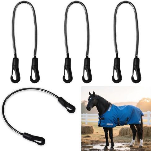 2 Pcs Horse Blanket Straps - Adjustable Elastic Tail & Leg Straps with Double-Ended Clips, 16" Stretchy Replacement Straps for Horse Blankets & Stall Buckets in Saudi Arabia
