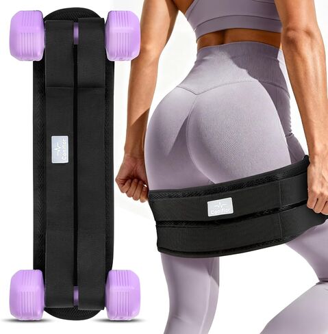 Hip Thrust Belt with 3 Resistance Bands - Adjustable Fitness Belt for Dumbbells, Kettlebells, Plates - Support Up to 100 lbs - For Glute Workouts at Home Gym - Gifts Ideas for Women, Black in Saudi Arabia