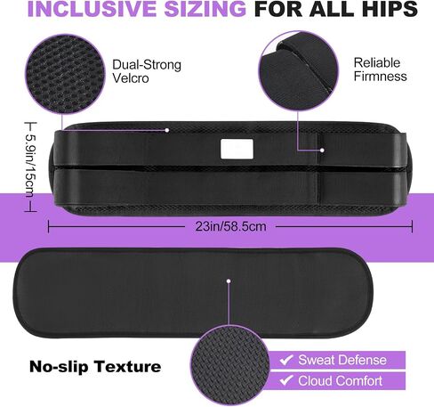 Hip Thrust Belt with 3 Resistance Bands - Adjustable Fitness Belt for Dumbbells, Kettlebells, Plates - Support Up to 100 lbs - For Glute Workouts at Home Gym - Gifts Ideas for Women, Black in Saudi Arabia