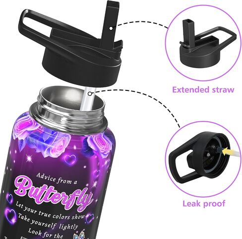 18oz Daisy Water Bottles with Flip Straw & Spout Lid, Double Wall Stainless Steel Travel Sport Bottle, Blue Gym Gifts for Women Men (1PC) in Saudi Arabia