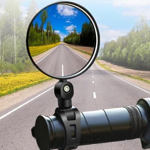 1PCS Universal Bicycle Rearview Mirror 360 Degree Rotating Adjustable Handlebar Mirror Motorcycle Modification Accessories (Circular,7.8CM) in Saudi Arabia