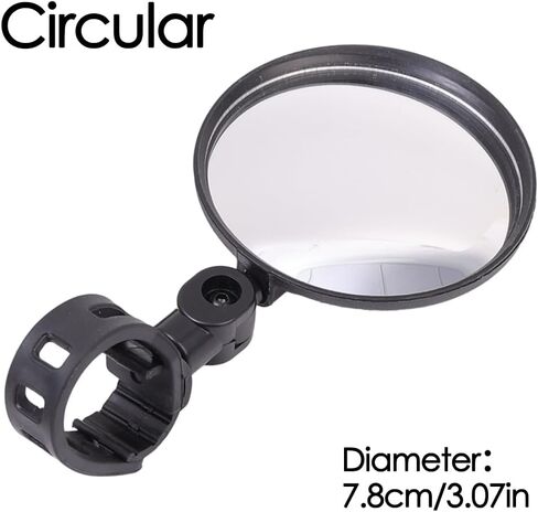1PCS Universal Bicycle Rearview Mirror 360 Degree Rotating Adjustable Handlebar Mirror Motorcycle Modification Accessories (Circular,7.8CM) in Saudi Arabia