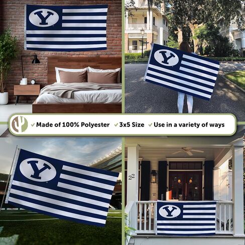 Desert Cactus Brigham Young University Indoor and Outdoor 100% Polyester University Flag Banner, 3x5 Feet Cougars (Nation) in Saudi Arabia