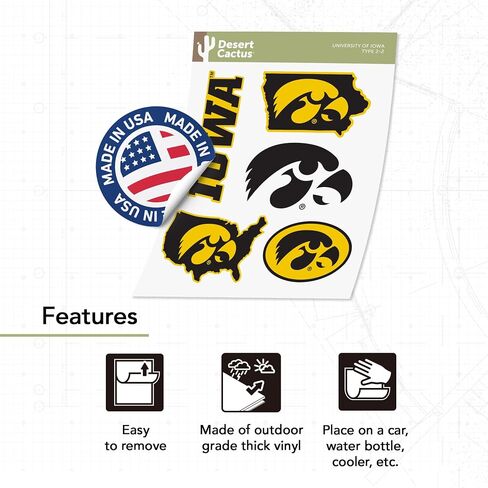Desert Cactus University of Iowa Sticker Hawkeyes Sticker Vinyl Decals Laptop Water Bottle Car T2 (Type 2-2) in Saudi Arabia
