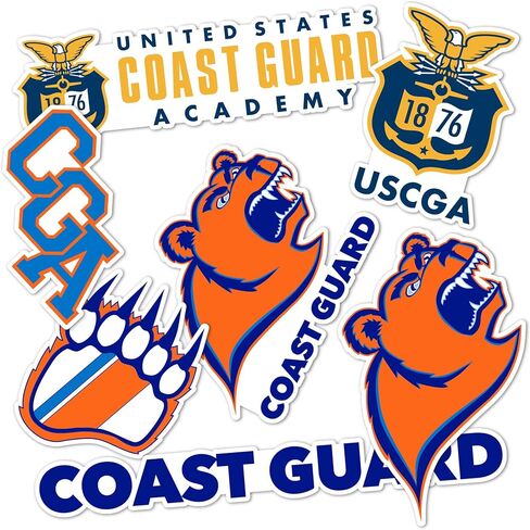ملصق أكاديمية خفر السواحل بالولايات المتحدة الأمريكية لصبار الصحراء USCGA الدببة شارات الفينيل زجاجة مياه للكمبيوتر المحمول ورقة قصاصات السيارة T2 (النوع 2) in Saudi Arabia