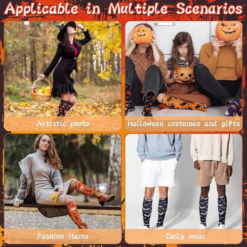 5 Pairs Halloween Non Slip Compression Socks for Women Men 20-30 Mmhg Knee High Anti Skid Compression Socks with Grips Support for Nurses Pregnancy Running Travel in Saudi Arabia