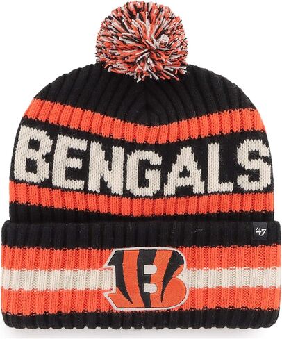 47 Men's Black Cincinnati Bengals Bering Cuffed Knit Hat with Pom in Saudi Arabia