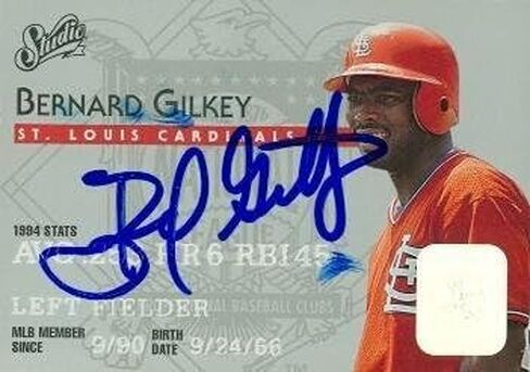 Bernard Gilkey autographed Baseball Card (St. Louis Cardinals) 1995 Donruss Studio #68 - Autographed Baseball Cards in Saudi Arabia