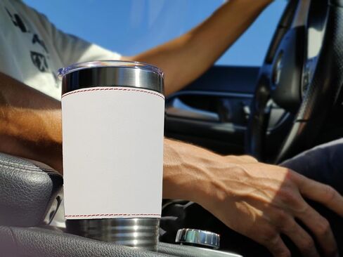 LaserGram 20oz Vacuum Insulated Tumbler Mug, Honey Bee, Personalized Engraving Included (Faux Leather, Black) in Saudi Arabia