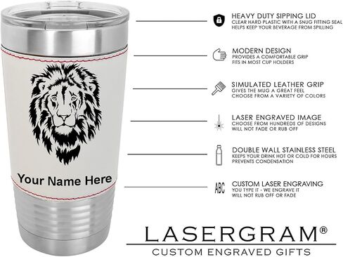 LaserGram 20oz Vacuum Insulated Tumbler Mug, Honey Bee, Personalized Engraving Included (Faux Leather, Black) in Saudi Arabia