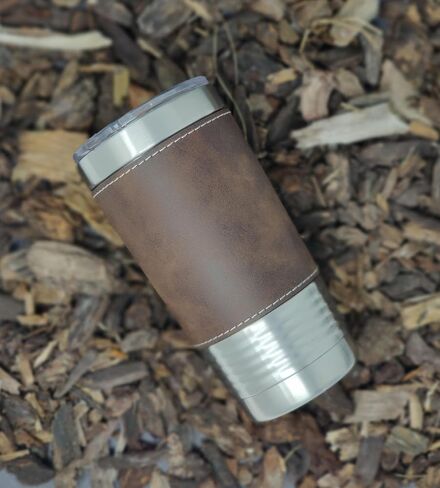 LaserGram 20oz Vacuum Insulated Tumbler Mug, Honey Bee, Personalized Engraving Included (Faux Leather, Black) in Saudi Arabia