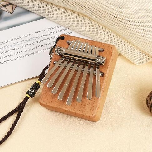Mini Kalimba 8 Keys Beech Wood Finger Thumb Piano With Lanyard Pendant Gift in Saudi Arabia