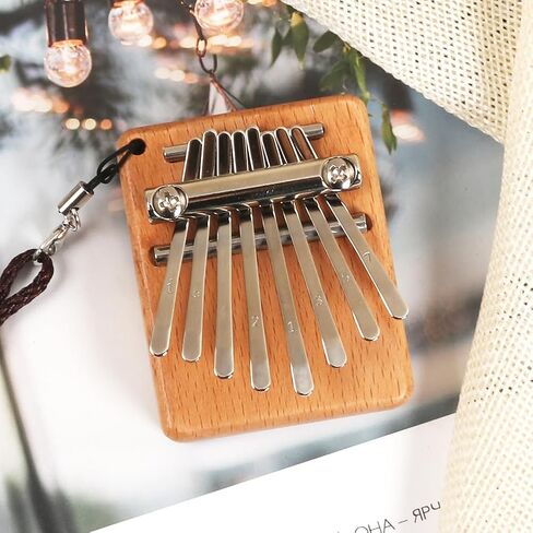 Mini Kalimba 8 Keys Beech Wood Finger Thumb Piano With Lanyard Pendant Gift in Saudi Arabia