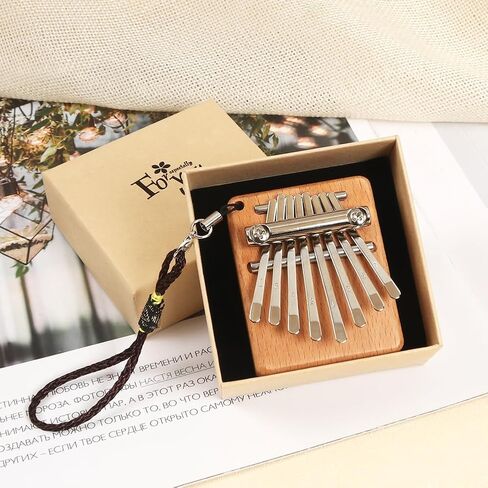 Mini Kalimba 8 Keys Beech Wood Finger Thumb Piano With Lanyard Pendant Gift in Saudi Arabia