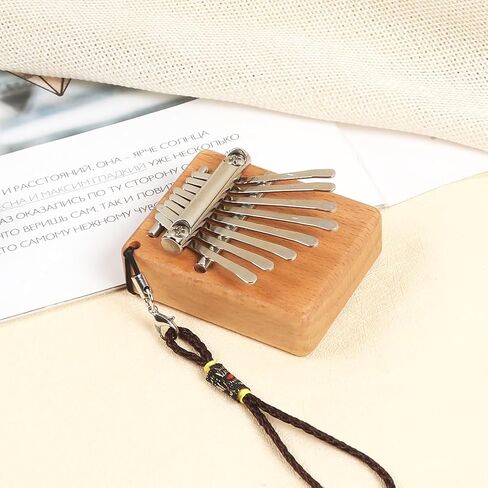 Mini Kalimba 8 Keys Beech Wood Finger Thumb Piano With Lanyard Pendant Gift in Saudi Arabia
