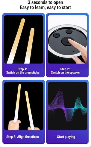 Electronic Drum Set, Virtual Air Drum, Portable 3D Motion Pocket Drum, Virtual Reality Air Drumsticks, Play Drum Anywhere Anytime, for Beginners in Saudi Arabia