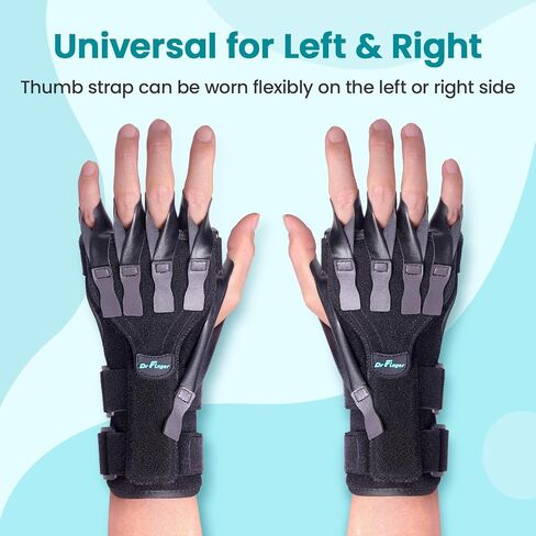 Radial Nerve Palsy Splint Brace for Wrist drop, 5 Fingers Extension, Stroke Patient Recovery, Finger Limp, Crutch Palsy, MCP Arthroplasty, for both Left and Right Hand - Black in Kuwait