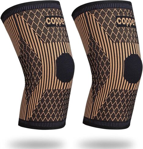 Knee Brace for Women & Men1 Pair, Copper Knee Braces for Knee Pain and Support, Copper Ions Fiber Compression Knee Sleeve for Running, Meniscus Tear, ACL, Joint Pain Relief (2, Medium) in Saudi Arabia