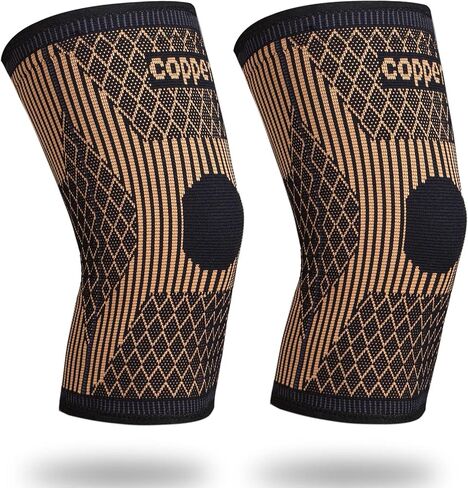 Knee Brace for Women & Men1 Pair, Copper Knee Braces for Knee Pain and Support, Copper Ions Fiber Compression Knee Sleeve for Running, Meniscus Tear, ACL, Joint Pain Relief (2, Medium) in Saudi Arabia