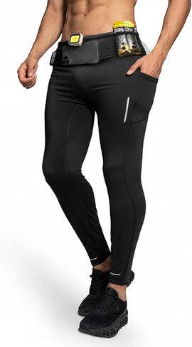 Mens Sweatpants Pants with 6 Pockets Reflective Compression Hiking Joggers for Men Athletic Workout Gym Running Pants in Saudi Arabia