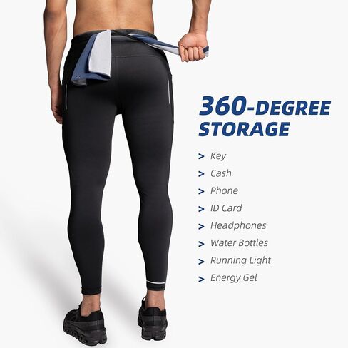 Mens Sweatpants Pants with 6 Pockets Reflective Compression Hiking Joggers for Men Athletic Workout Gym Running Pants in Saudi Arabia
