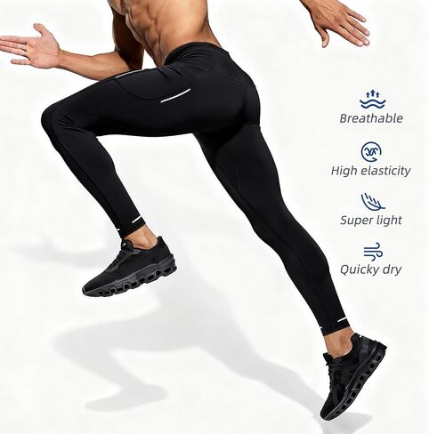 Mens Sweatpants Pants with 6 Pockets Reflective Compression Hiking Joggers for Men Athletic Workout Gym Running Pants in Saudi Arabia