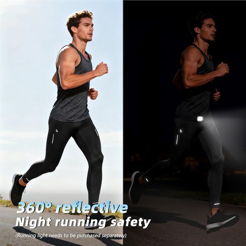 Mens Sweatpants Pants with 6 Pockets Reflective Compression Hiking Joggers for Men Athletic Workout Gym Running Pants in Saudi Arabia