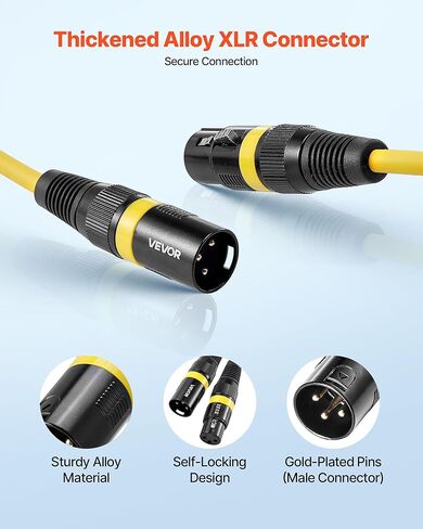 VEVOR XLR Cable 6.5 ft, 10 Pack, Shielded Balanced DMX Male to Female Microphone Cables, Gold-Plated 3-Pin XLR Mic Speaker Cord Wire, for Stage Lighting, Microphones, Amplifier, Mixer, Speaker Systems in Saudi Arabia