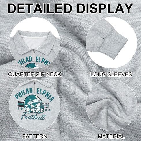 JINTING Football Sweatshirts for Women Game Day Sweatshirt Football Graphic Cropped Quarter Zip Long Sleeve Pullover Shirt in Saudi Arabia