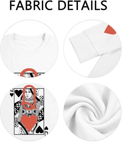 سويت شيرت Queen Of Hearts للنساء، قمصان نسائية كلاسيكية مضحكة، بلوفر علوي لطيف بأكمام طويلة in Kuwait
