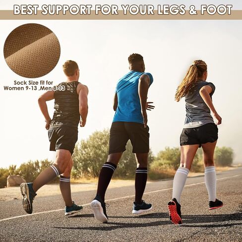 Shihanee 3 Pairs Striped Compression Socks for Women Men 15-25mmHg Circulation Knee High Athletic Socks for Support in Saudi Arabia