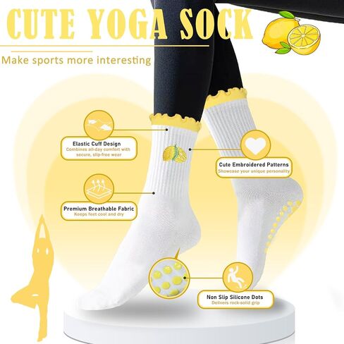 Non-Slip Yoga Socks Cute Embroidery Women's Fitness Pilates Yoga Socks in Saudi Arabia