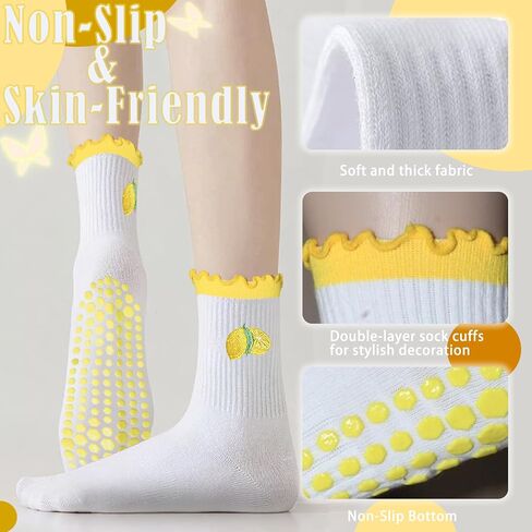 Non-Slip Yoga Socks Cute Embroidery Women's Fitness Pilates Yoga Socks in Saudi Arabia