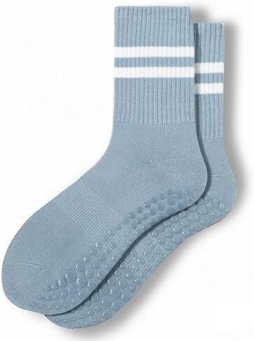 2 Pairs Pilates Socks for Women with Non Slip Grippers, Yoga Crew Length Socks for Pure Barre, Ballet,Dance Workout in Saudi Arabia
