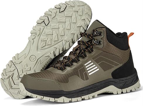 Men's Waterproof Hiking Boots - Lightweight Mid Ankle Lace Up, Non-Slip, Sand-Proof Trekking Shoes, Comfortable Rugged Outdoor Boot for Camping, Backpacking, Mountain Trails in Kuwait