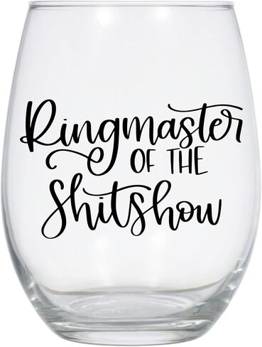 Ringmaster of the Shitshow Wine Glass, 21 Oz, Teacher Gift, Mom Gift, Funny Mom Gift,Black in Saudi Arabia