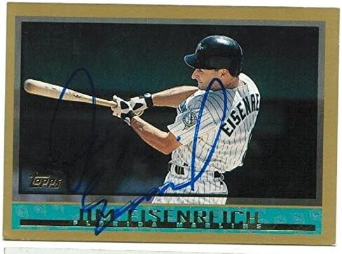 Jim Eisenreich Florida Marlins Autographed 1998 Topps Card Autographed - Baseball Slabbed Autographed Cards in Saudi Arabia