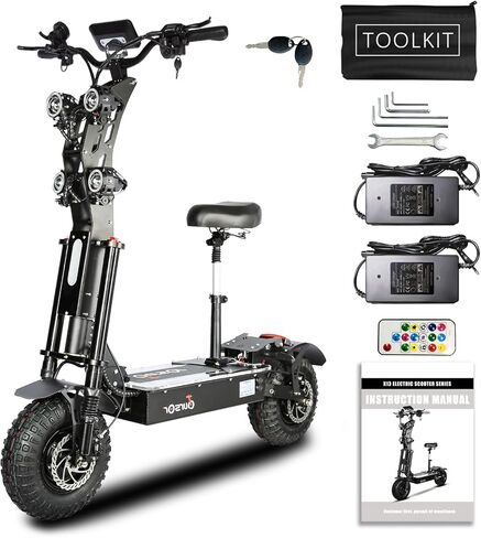 Foldable Electric Scooter with Seat, High Power 10,000W Dual Motor 60V 50A Extra Long Range, 14" Off-Road Tires, Adult Electric Scooter in Saudi Arabia