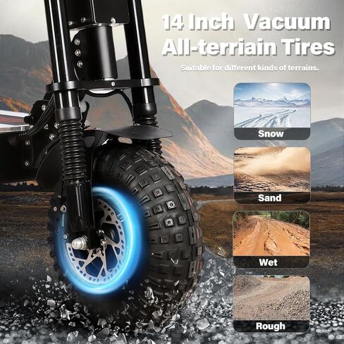 Foldable Electric Scooter with Seat, High Power 10,000W Dual Motor 60V 50A Extra Long Range, 14" Off-Road Tires, Adult Electric Scooter in Saudi Arabia