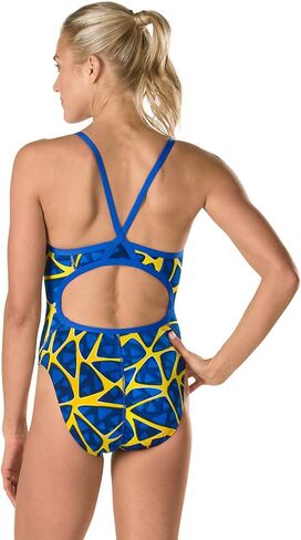 بدلة السباحة النسائية Speedo قطعة واحدة التحمل + طباعة Flyback بألوان الفريق البالغ - توقف إنتاجها in Kuwait