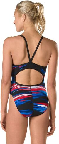 بدلة السباحة النسائية Speedo قطعة واحدة التحمل + طباعة Flyback بألوان الفريق البالغ - توقف إنتاجها in Kuwait