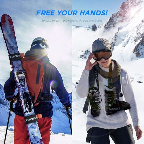 FIREOR Ski Carrier Strap, Snowboard, Pole and Boot Carry Sling Band Kit for Family Men Women & Kids, Skiing Accessories Gifts in Saudi Arabia